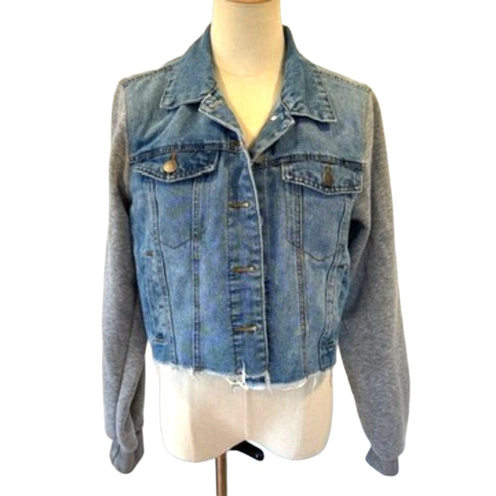 Ci Sono Denim Jean Jacket Sweatshirt Sleeves Small Casual Outdoors